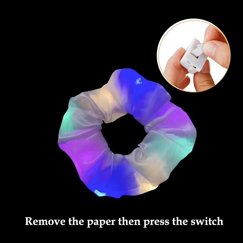 1/10 Pcs LED Luminous Scrunchies Glowing Hairband Girl Light Up Hair Scrunchy Birthday Party Headwear Supplies Hair Accessories
