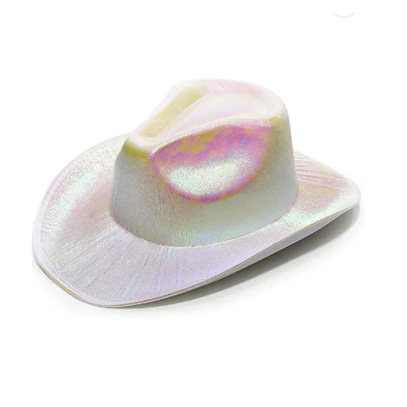 Glowing Decor  Supplies Luminous Cowboy hat  LED Pearlescent Cowboy  Cap Fashion Neon Light Hat For Party