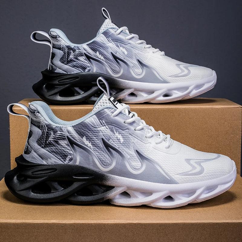 Men Running Shoes Mesh Breathable Flat Cushioning Soft Comfortable Sneakers Outdoor Gym Trendy Casual Jogging Shoes for Men