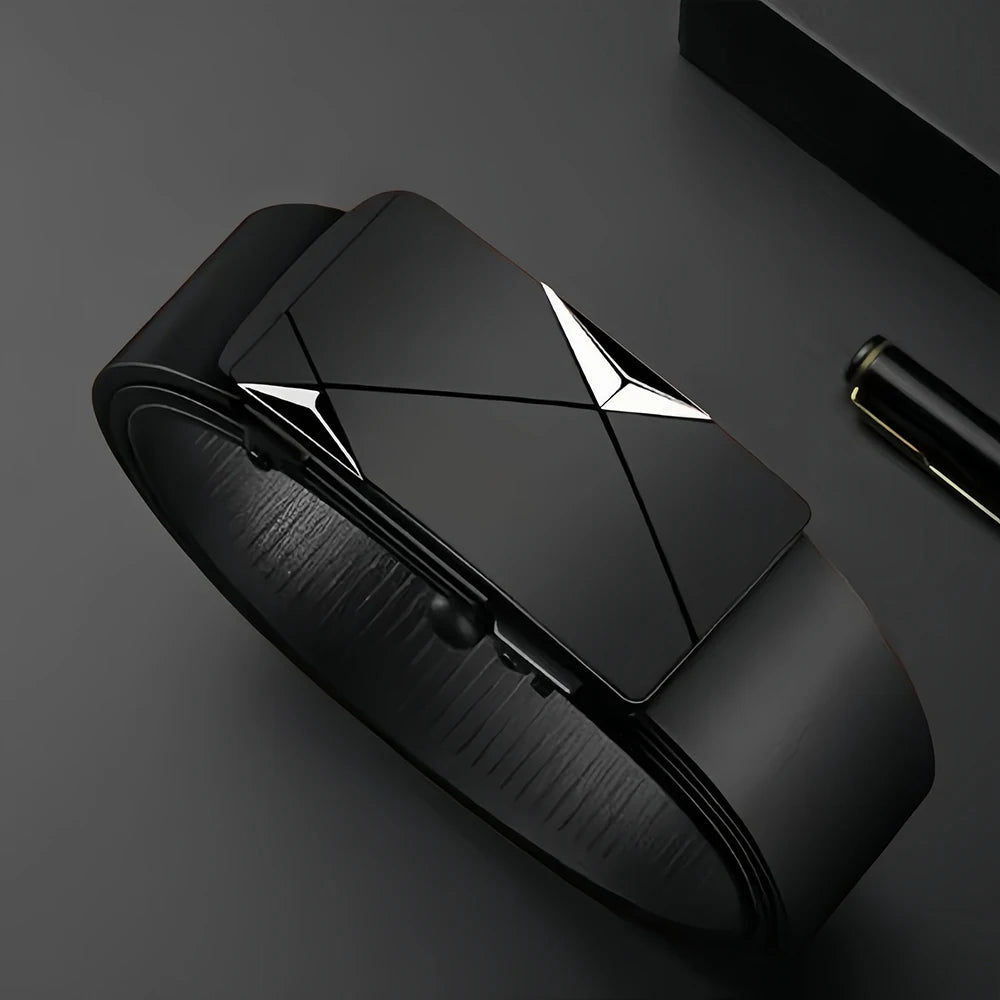 New Men's Automatic Buckle PU Belt Fashion Matching Men's Business Casual Belt Trendy Waist Accessories Wholesale