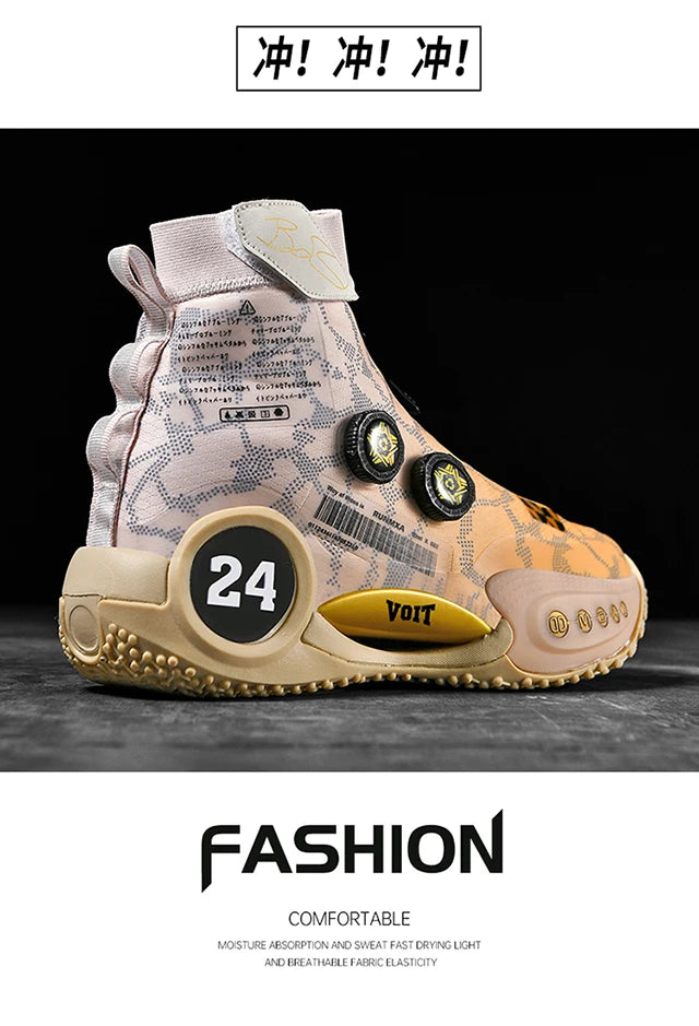 New basketball shoes male high top students wear-resistant outdoor concrete actual combat flying woven breathable combat boots