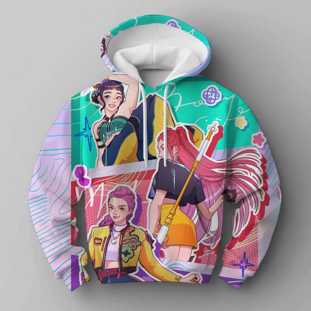 2025 KPop Devil Hunter Hoodie Fashion Rumi Sportswear Hoodie Cute Long Sleeve Autumn Girls Cartoon Y2K Hoodie Sportswear