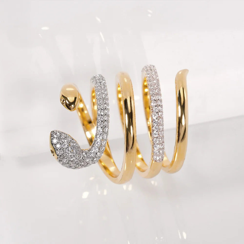 Bridal Talk Serpentine ring AAA Cubic Zirconia sparkling crystal multi-layer design fashion jewelry wedding party date gift