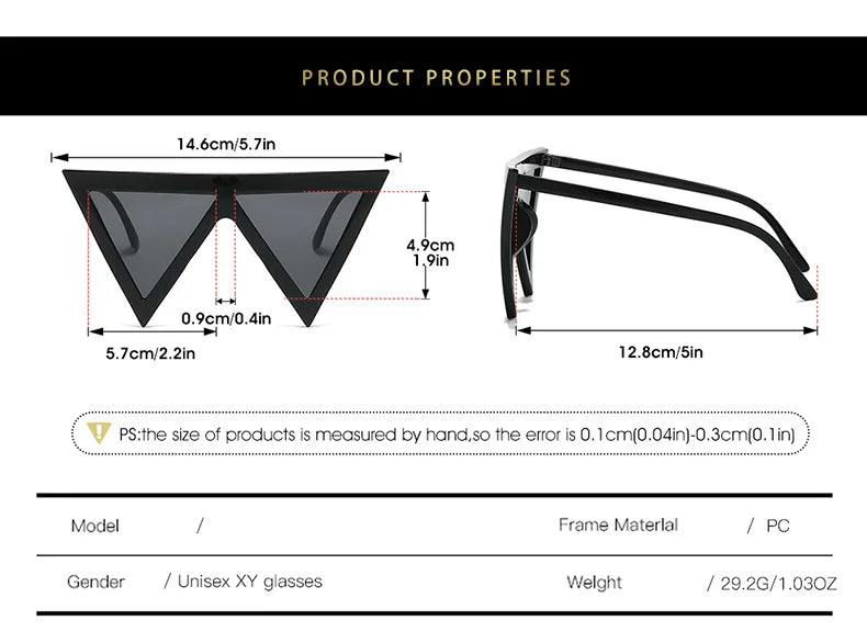 Fashion Y2k Triangle Punk Shades Sunglasses Goggle Women Men Big Frame Steampunk Sun Glasses Trend Windproof Eyewear gafas de so