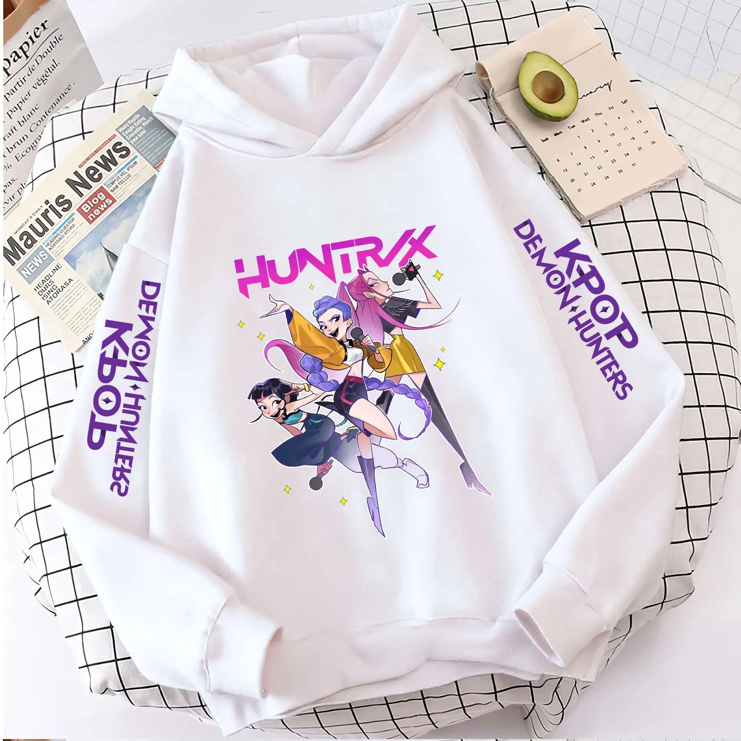 Cute Girls Hooded Sweatshirt Warm Rumi KPop Demon Hunter Cartoon Children's Wave Fashion Casual Tops Casual Black Pink Clothing
