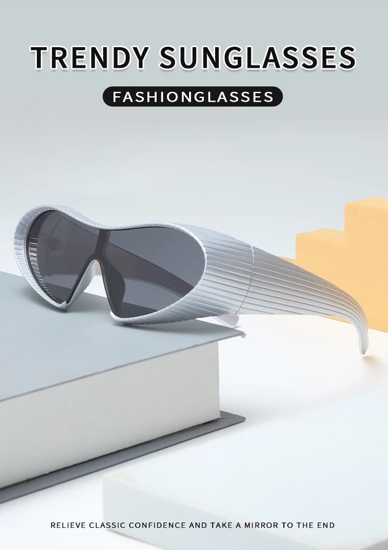 New Alien Uv Resistant Sunglasses, Punk Goggles, Futuristic Y2k Large Frame Integrated Sunglasses 7751