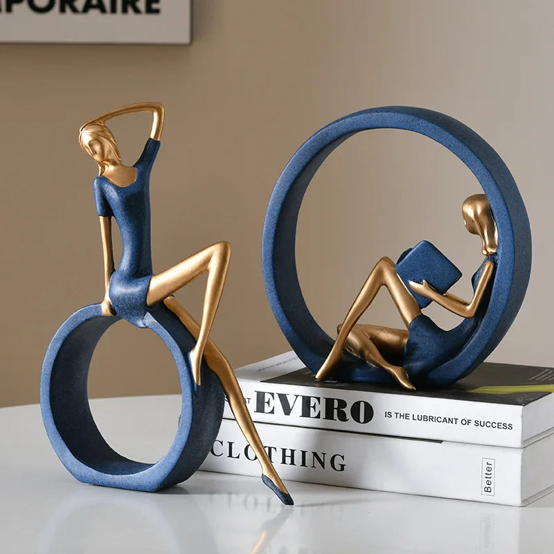 Cross-border yoga reading OK girl, interesting design literary reading girl ornaments living room, entrance, office, study