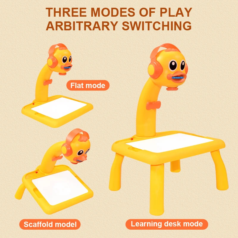 Kids LED Projector Drawing Table Toy Set Table Painting Board Desk Educational Learning Paint Tools Toys For Children
