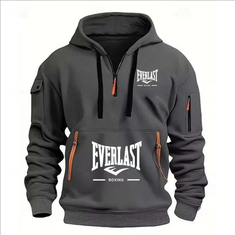 Fashion Autumn and Winter Men's Brand Clothing Design Multiple Zippers Printed Hoodie Casual Sweater Loose Hooded Jersey