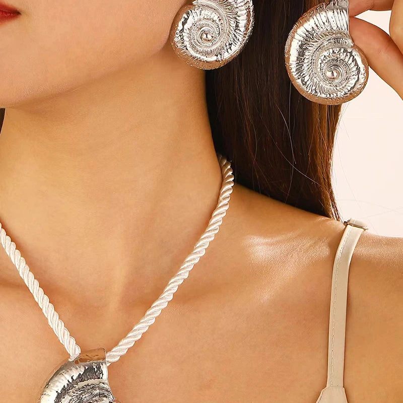 3 Pcs/set Simple Fashion Starfish Pendant Necklace Ocean Style Party Banquet Exaggerated Earrings Personalized Women Jewelry Set