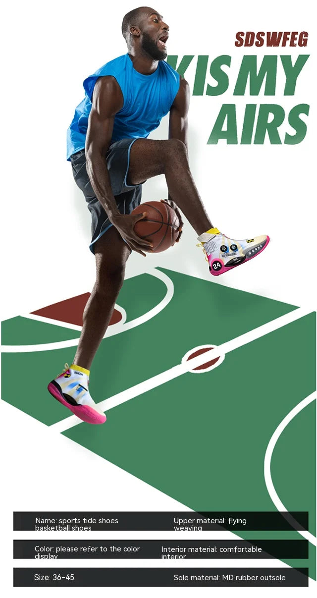 New basketball shoes male high top students wear-resistant outdoor concrete actual combat flying woven breathable combat boots