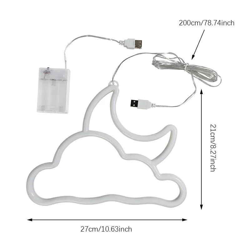 Moon Neon Signs Light, LED Atmosphere Lighting with Base, Wall Lamp for Birthday, Party, E-sports Room, Camping, Summer Decor