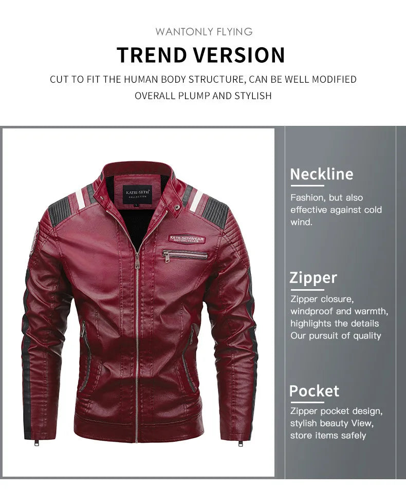 Men's Punk Style Jacket PU Leather Jacket Men Fashion Clothing Autumn Coat Men Motorcycle Jacket Artificial Leather High Quality