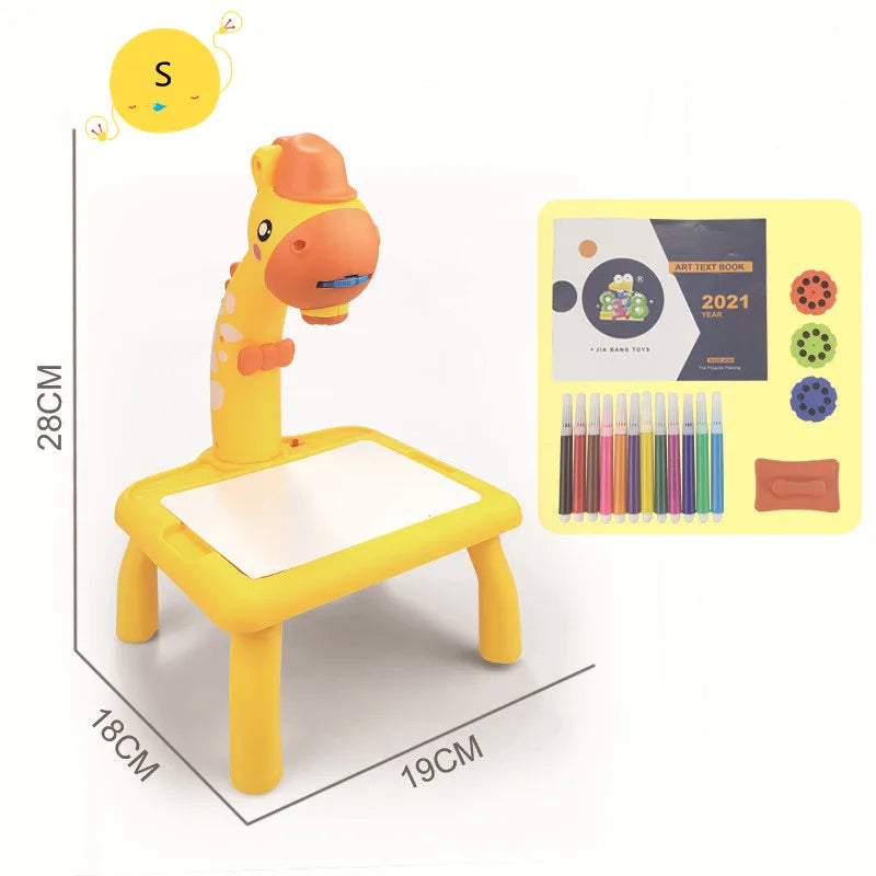 Kids LED Projector Drawing Table Toy Set Table Painting Board Desk Educational Learning Paint Tools Toys For Children