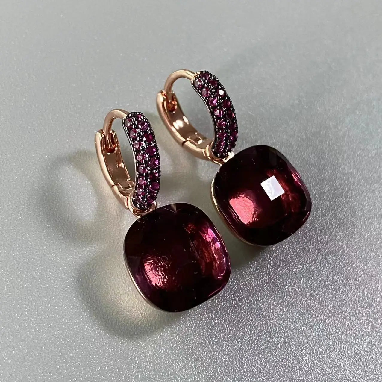 12.6mm Flat Nudo Earrings Inlay Black Zircon Candy Color Crystal Earrings For Women Drop Earrings Fashion Jewelry Gift