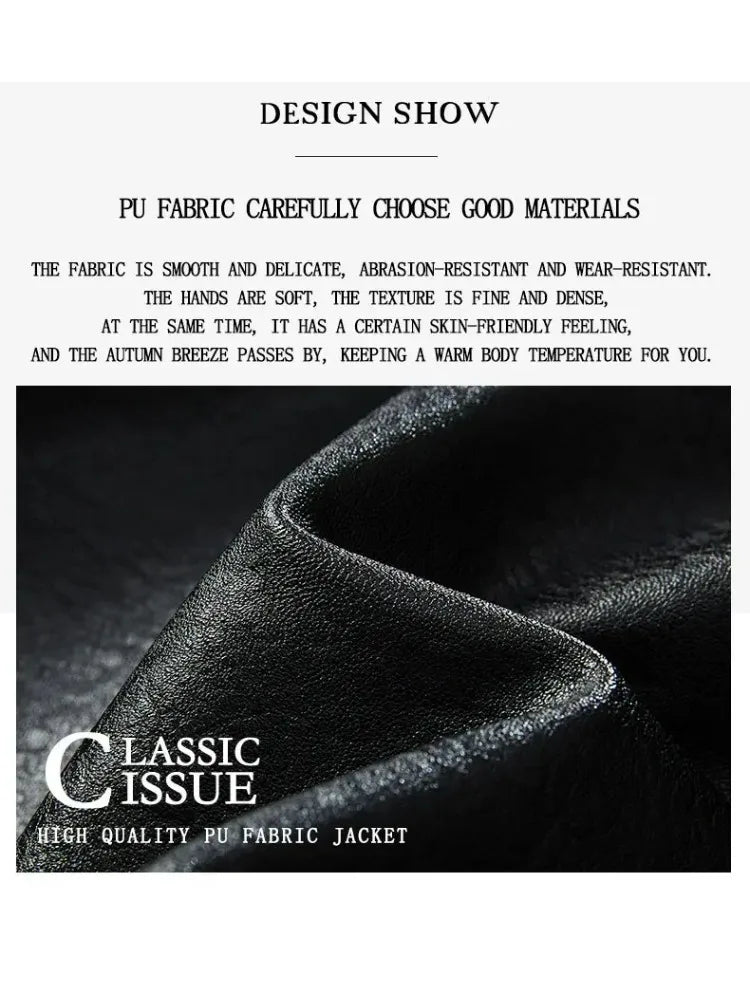 Fashion Warm Winter Mens PU Leather Jacket With Fur Collar Thicken Fleece Motorcycle Coat Casual Faux Leather Locomotive Jacket