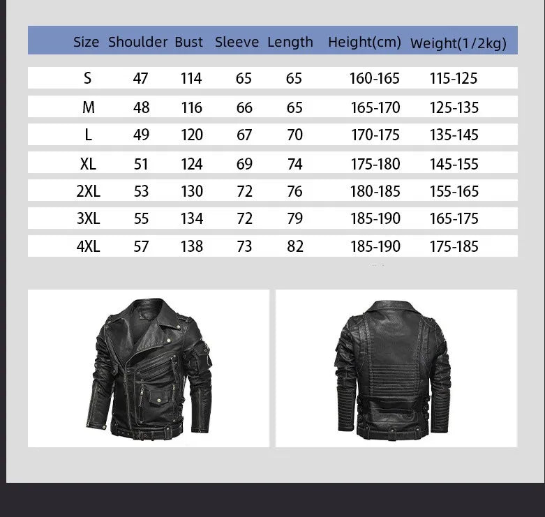Winter PU Leather Jacket Men Fashion Motorcycle Faux Leather Jacket Male Autumn Cool Zipper Pockets Outwear Coats Clothing