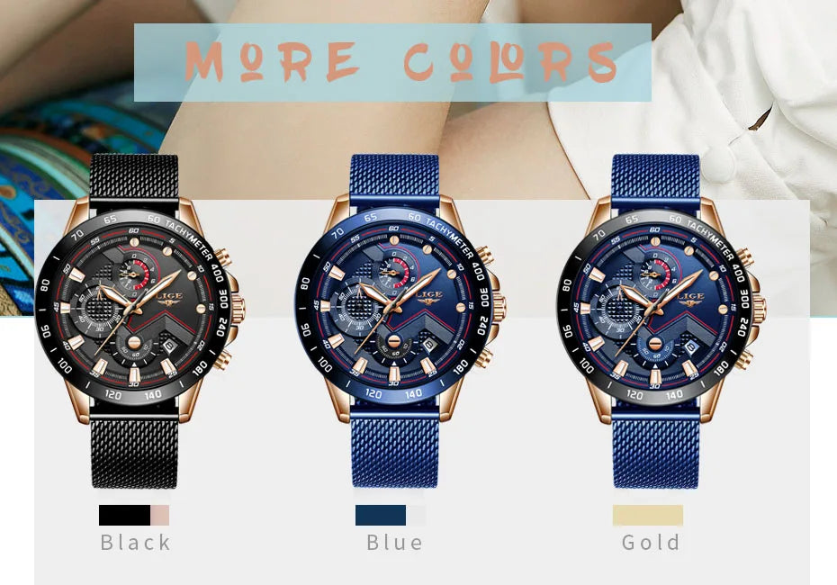 LIGE New Rose Gold Women Watch Top Brand Luxury Watch Women Quartz Sport Women's Bracelet Watches Waterproof Relogios Feminino