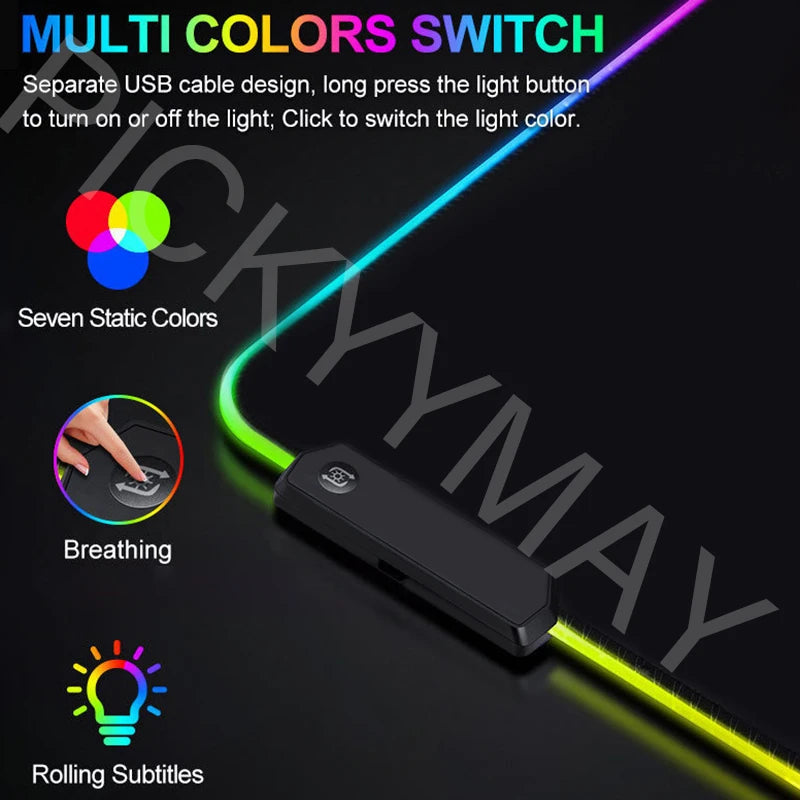 Universe RGB Gaming Mousepad Space Mouse Mats LED Large Gamer Mousepads XXL Keyboard Pads Luminous Desk Mat Mouse Pad Backlit