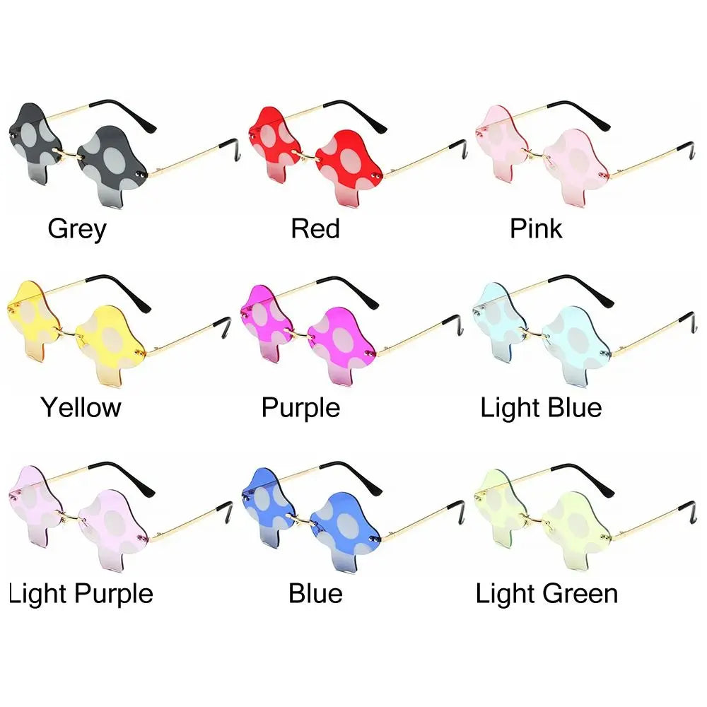 Cartoon Mushroom Shape Sunglasses Women Irregular Rimless Sun Glasses Trendy Funny Sunglasses Outdoor Party Favor Decorations
