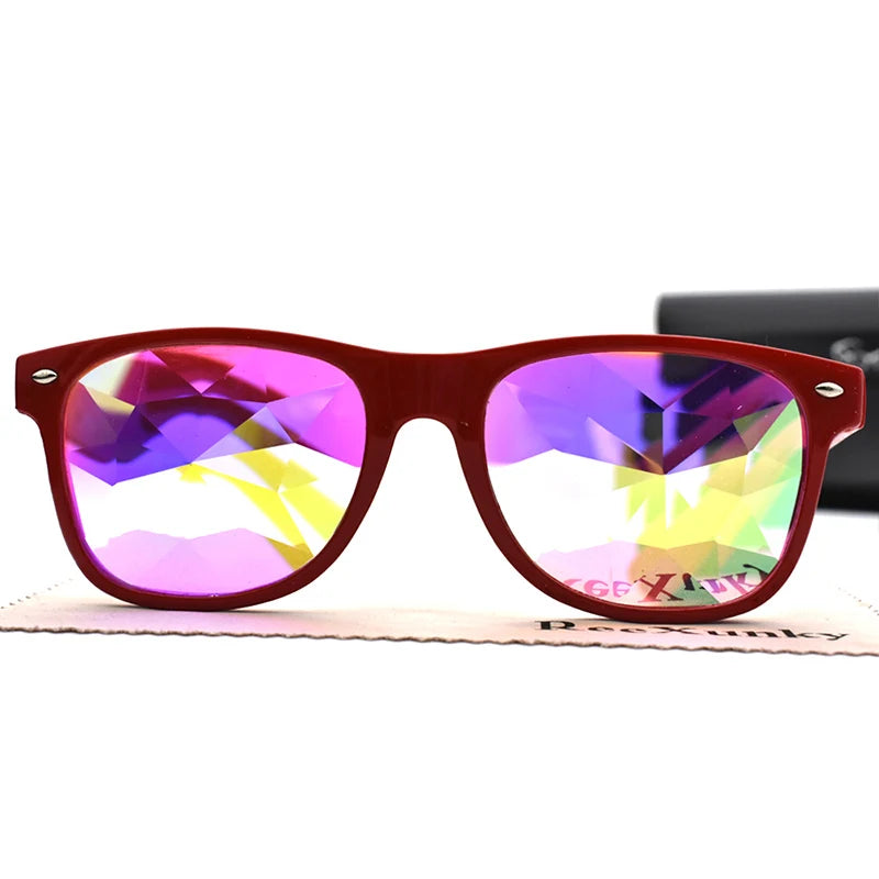 Trendy Square Party Sunglasses Women Men Fashion EDM Light Diffraction Futuristic Rave Festival Sun Glasses Psychedelic Prism