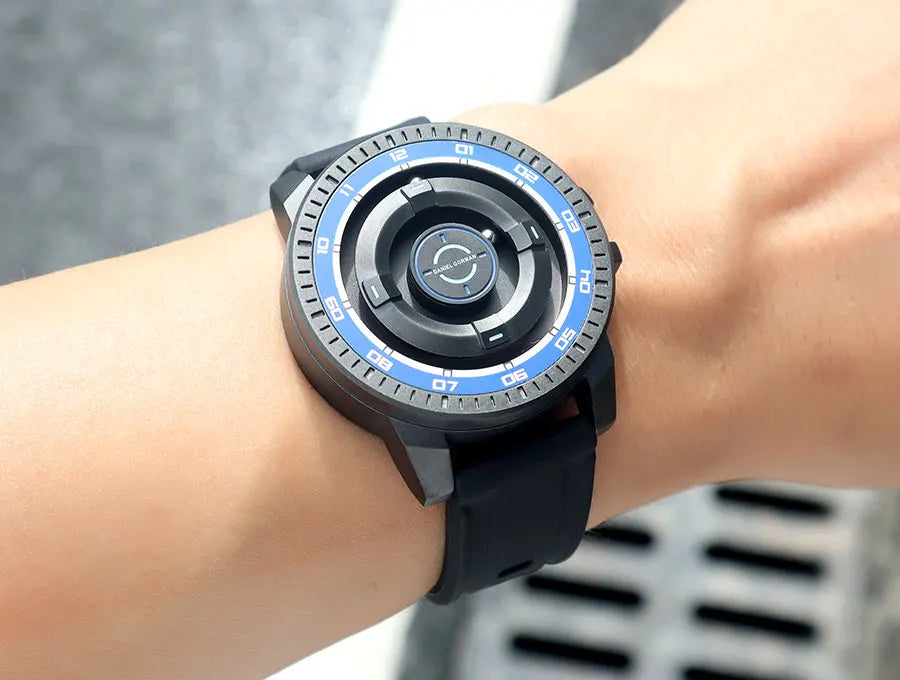 DANIEL GORMAN Magnetic Driven Watch Men Black Waterproof Stainless Steel Beads Quartz Watch with Silicone Strap DG0221 Green