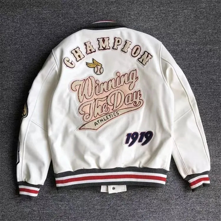 Streetwear Men Bomber Varsity Jackets Embroidery Pu Leather Jacket Baseball Motorcycle Coat Outerwear Winter Men Clothing Unisex