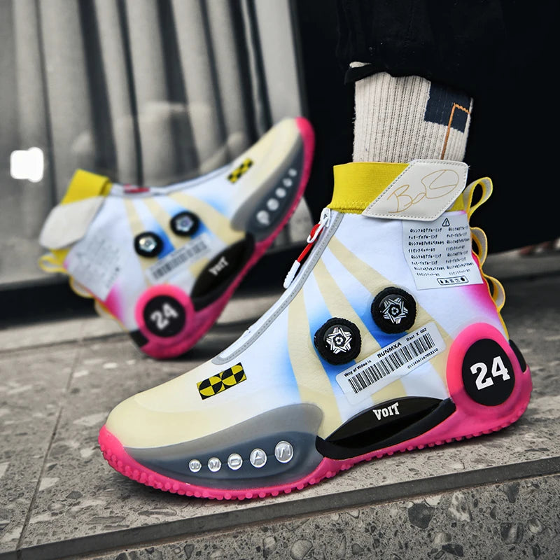 New basketball shoes male high top students wear-resistant outdoor concrete actual combat flying woven breathable combat boots