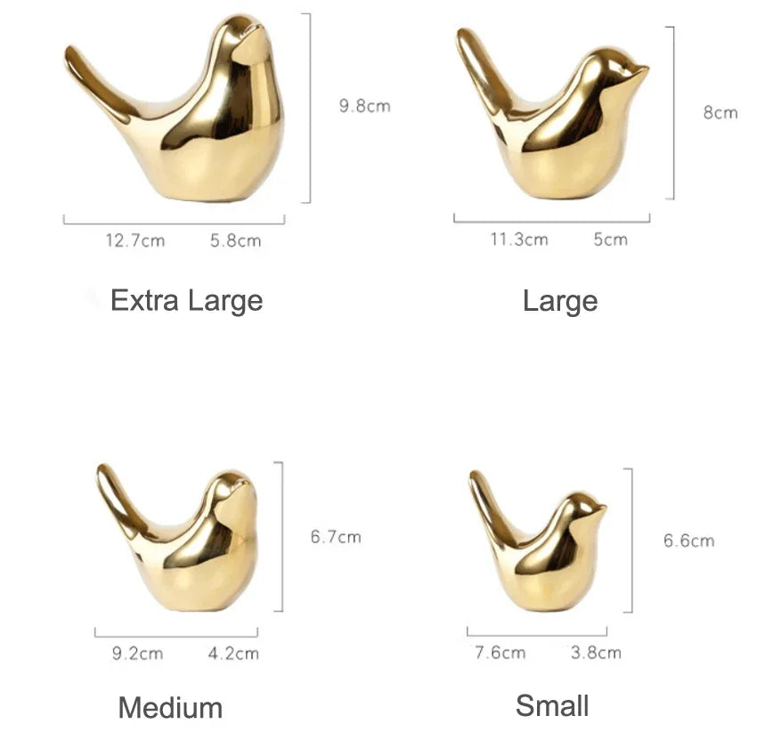 Modern Simple Luxury Golden Ceramic Bird Figurines Home Decoration Accessories Golden Bird Figures Decorative Wedding Ornaments
