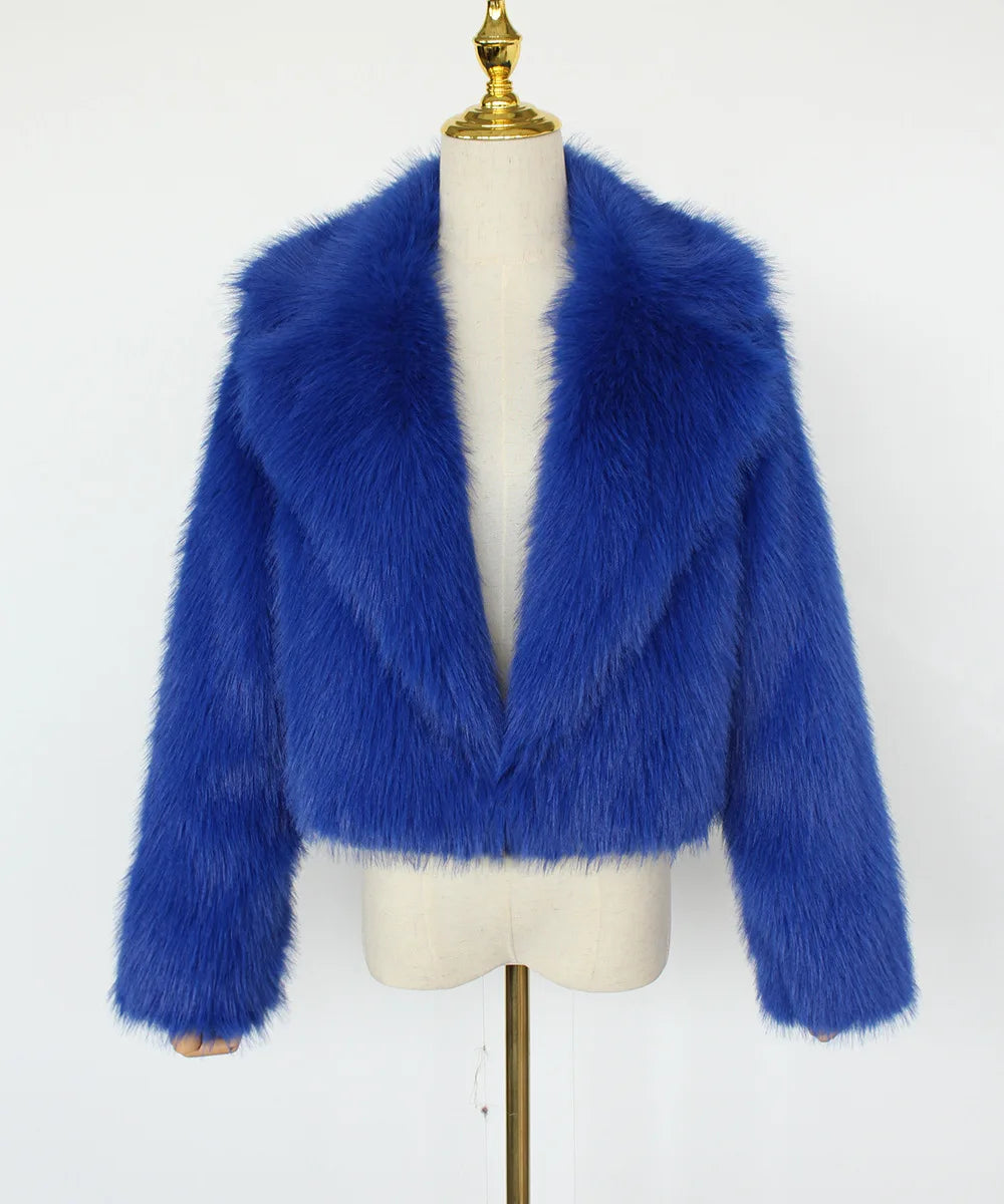 2025 Female Winter Brown Faux Fur Coat For Women Casual Long Sleeve Fluffy Plush Jacket Lady Solid Thick Fake Fur Warm Cardigan