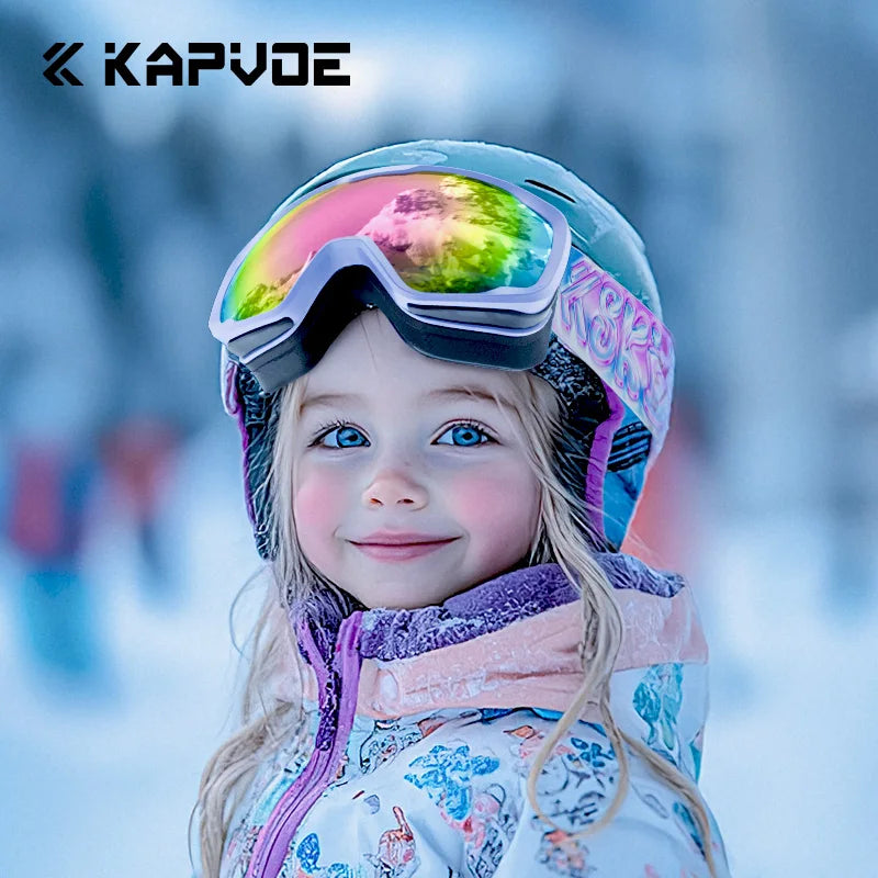 KAPVOE Kids Ski Goggles Double UV400 Kids Skiing Mask Glasses 4-15 years old Professional Anti-fog Child Snowboard Goggles