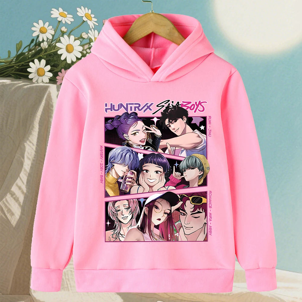 KPop Demon Hunter Rumi Derpy Cartoon Girls Boy Hooded Sweatshirt Warm Children's Wave Fashion Casual Tops Casual Girls Clothing