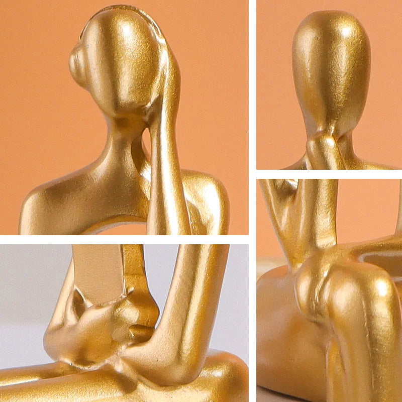 Three-piece Set of Art Figurines for Desktop Decoration, Suitable for Study Desk or Bookshelf Decoration