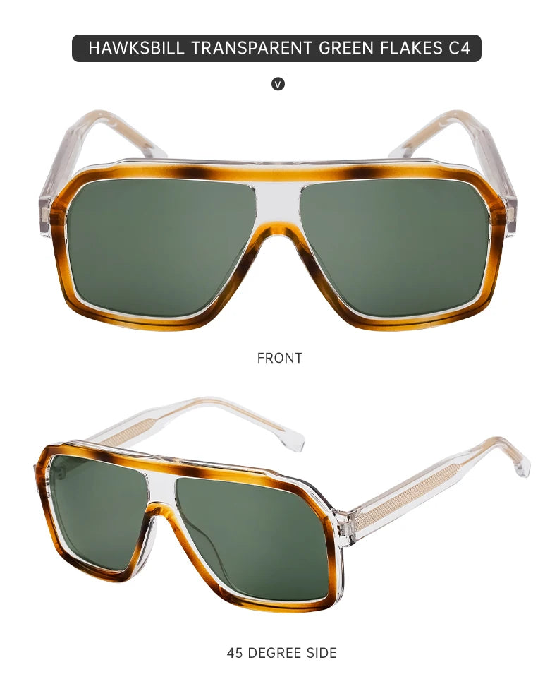 Classic Oversized Square Sunglasses Men 2024 Luxury Brand Trendy Metal Big Frame Goggles Eyewear Stylish Sun Glasses For Ladies