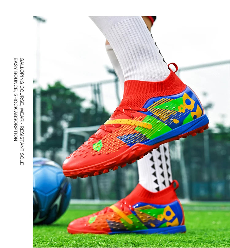 New Men Soccer Shoes High-quality Outdoor High Ankle Ultralight Indoor Football Boots Non-Slip Sports Shoes Futsal Non-Slip