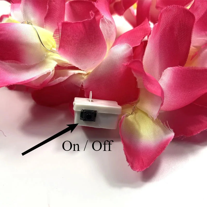 1pcs Women Girl LED Hawaii Hawaiian Lei Headband Glow Light Up Bridesmaids Bridal Flower Crown Wreath Birthday Wedding Party