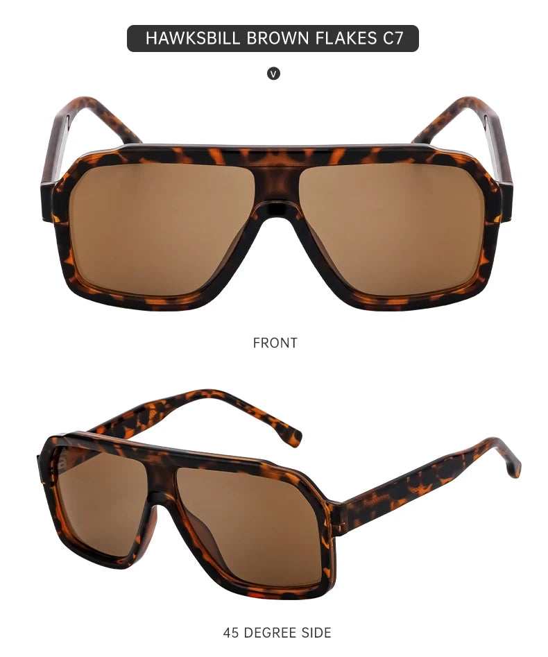 Classic Oversized Square Sunglasses Men 2024 Luxury Brand Trendy Metal Big Frame Goggles Eyewear Stylish Sun Glasses For Ladies