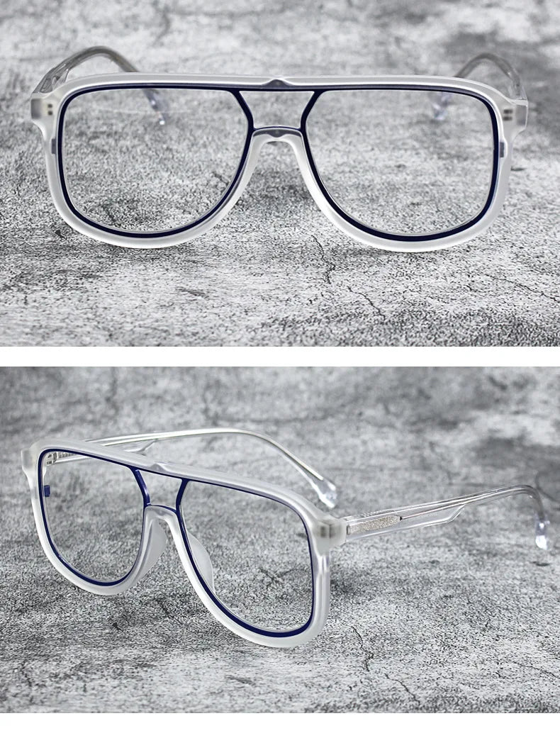 Fashoin Large Frame Anti Blue Light Glasses Frame Men Women Oversized Optical Prescription Eyewear Computer Goggles Eyeglasses