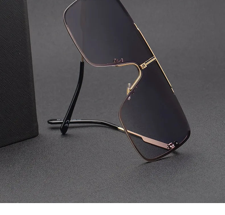Fashion Oversized Square Sunglasses For Men Big Frame 2025 Luxury Brand Design Metal Frame Sun Glasses Man Retro Shades Eyewear