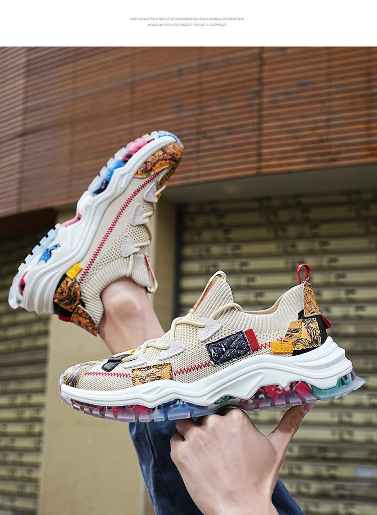 Men's Casual Sneakers Breathable Luxury Trainer Race Shoes Fashion Loafers Running Shoes for Male Comfortable Tenis