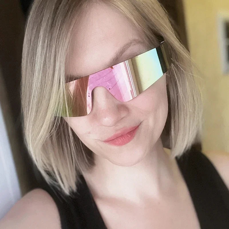 Steampunk Sunglasses for Men Women Y2K Sense of Tech None Frame Sun Glasses Men One Pieces Fashion Punk Goggle Eyewear UV400