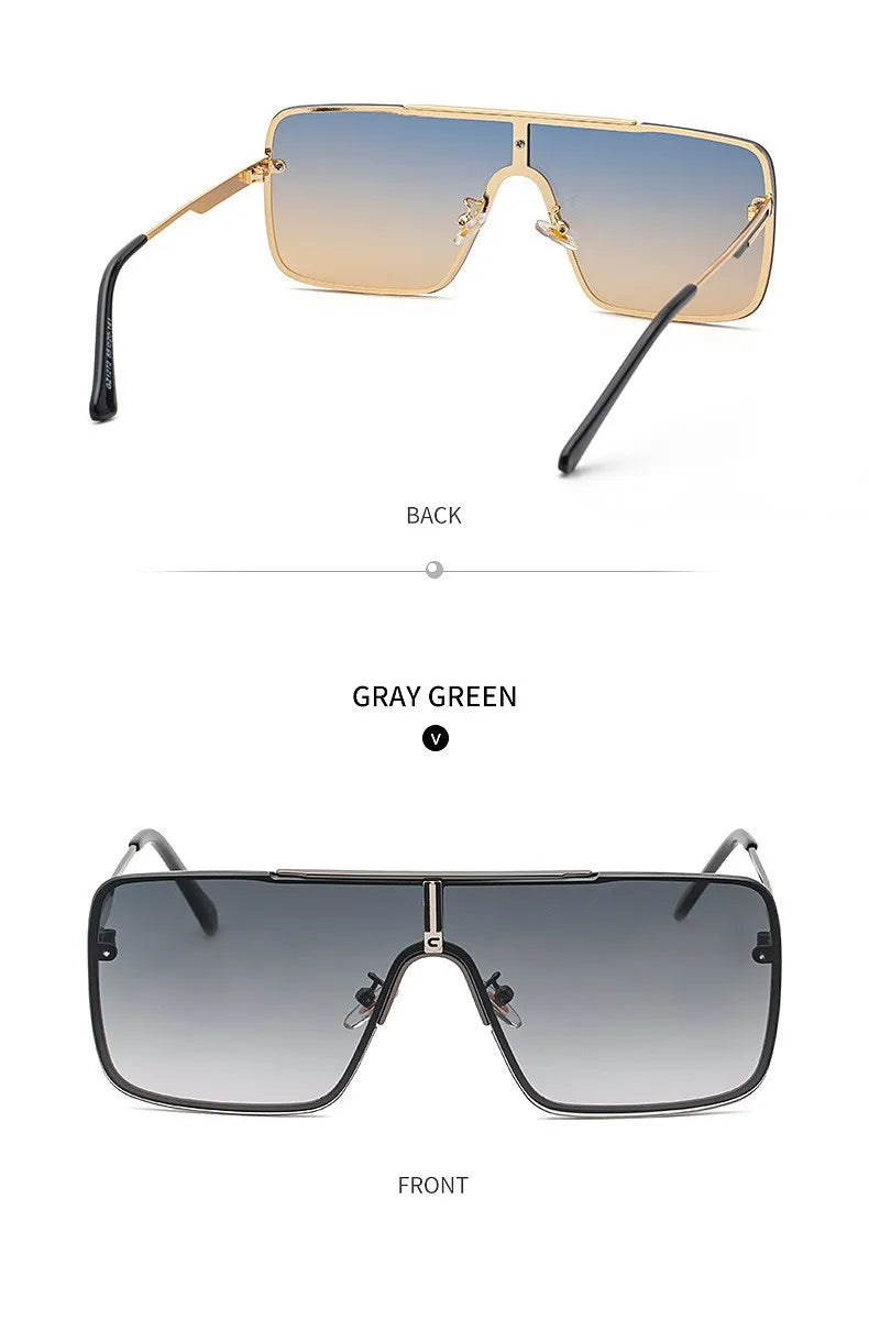 Fashion Oversized Square Sunglasses For Men Big Frame 2025 Luxury Brand Design Metal Frame Sun Glasses Man Retro Shades Eyewear