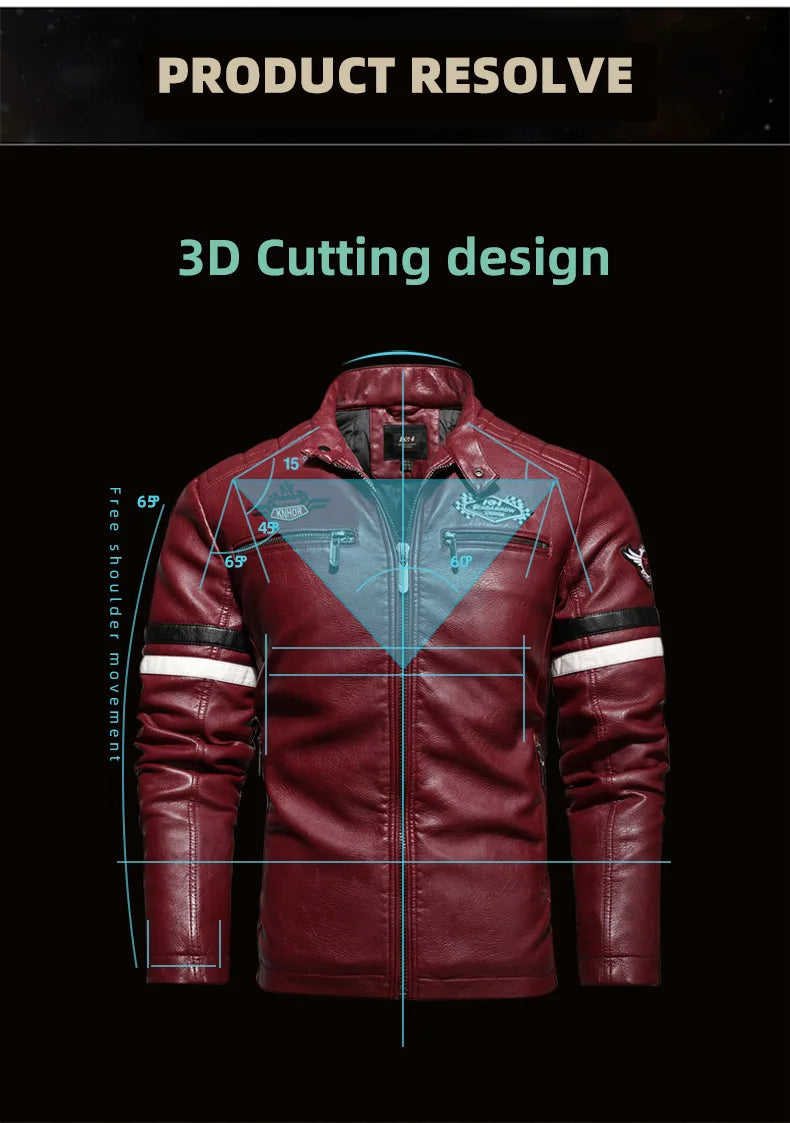 Motorcycle Jacket Leather Men's Brand Moto Leather Jacket Coat Men Handsome Washed Embroidery Biker PU Jacket Male Jaqueta Men