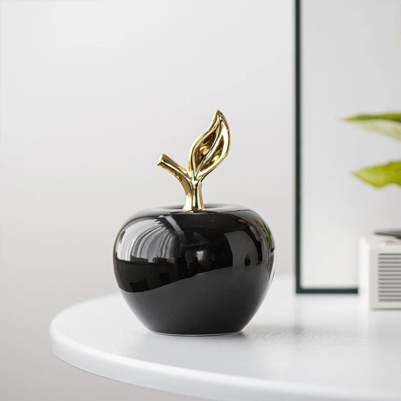 Creative Ceramic Apple Figurines Handicrafts Living Room Art White Apple Sculpture Room Home Decor Accessories Holiday Gifts
