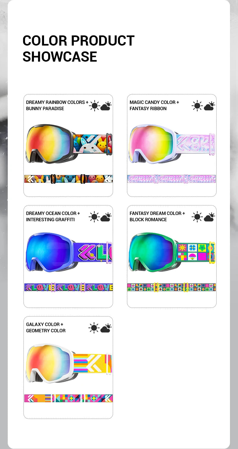 KAPVOE Kids Ski Goggles Double UV400 Kids Skiing Mask Glasses 4-15 years old Professional Anti-fog Child Snowboard Goggles