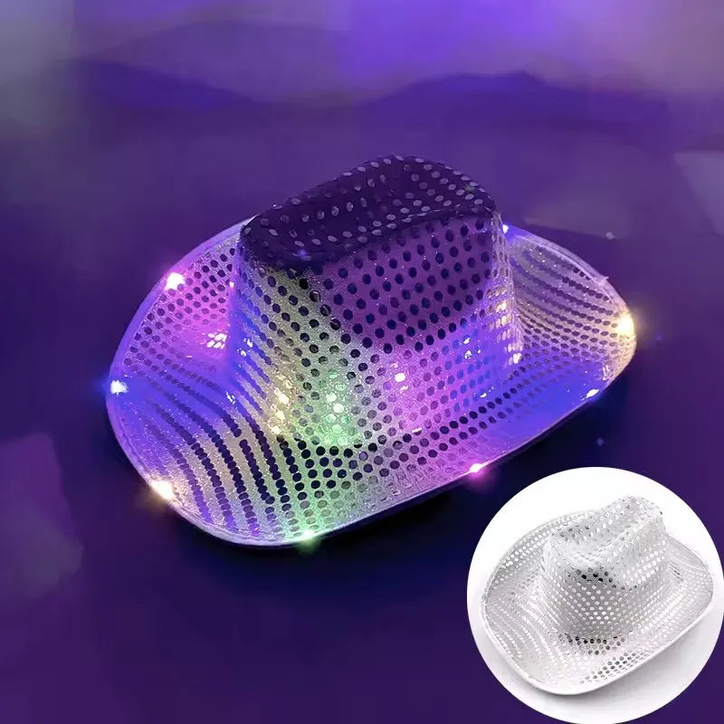 Blinky LED Light Cowboy Cowgirl Hat Flashing Cap Glowing Hat Carnival Men Women Bachelorette Party Wedding Bridal Supplies