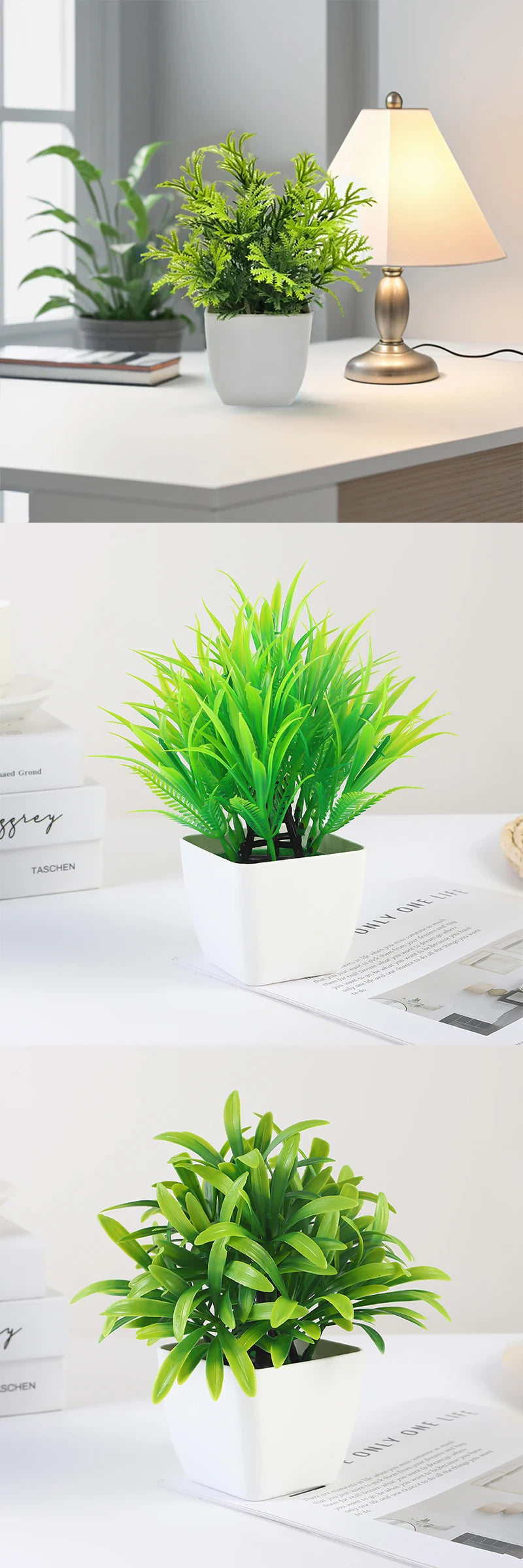 Artificial Plants with Plastics Pots Perfect Greenery for Home DecorationsOffice Desk Living Room and Bedroom Decoration