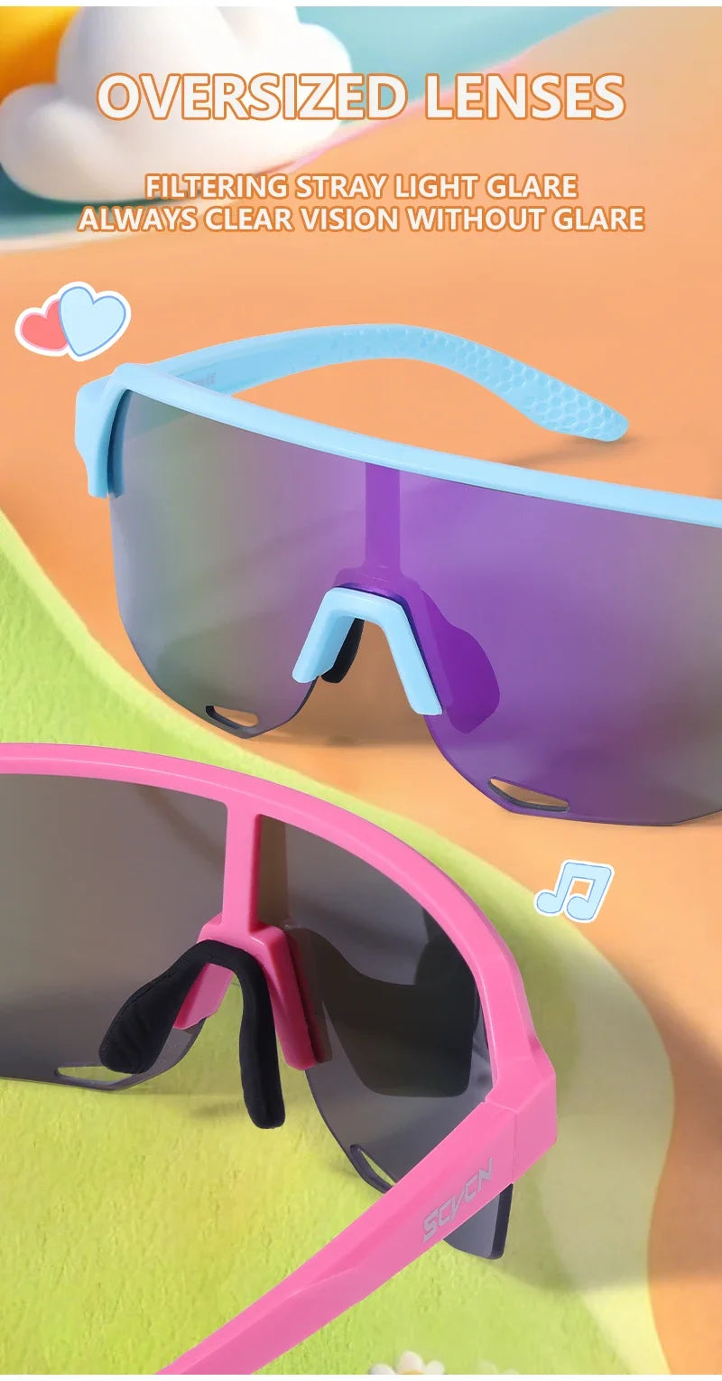 SCVCN Children Outdoor Cycling Sunglasses MTB Camping Glasses Teenager Sports Road Bike Eyewear Girls UV400 Protective Goggles