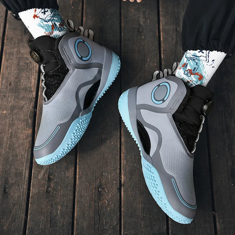 High-top Men Basketball Shoes Kids Rotating Button Basket Boots Brand Design Sneakers Men Outdoor Basketball Training Shoes Male