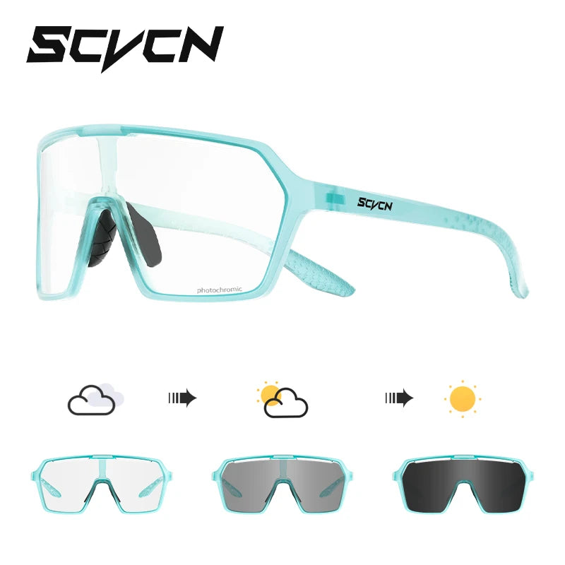 SCVCN New Photochromic Sunglasses MTB Cycling Glasses Outdoor Sports Running Drving Goggles UV400 Protection Bike Eyewear